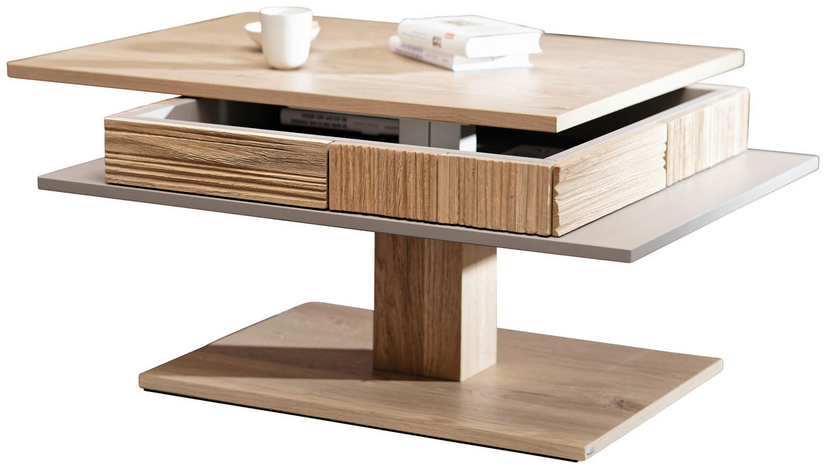 COUCHTISCH in Holzwerkstoff, Holz 90/70/45-63 cm  - Taupe/Wildeiche, Natur, Holz/Holzwerkstoff (90/70/45-63cm) - Voglauer