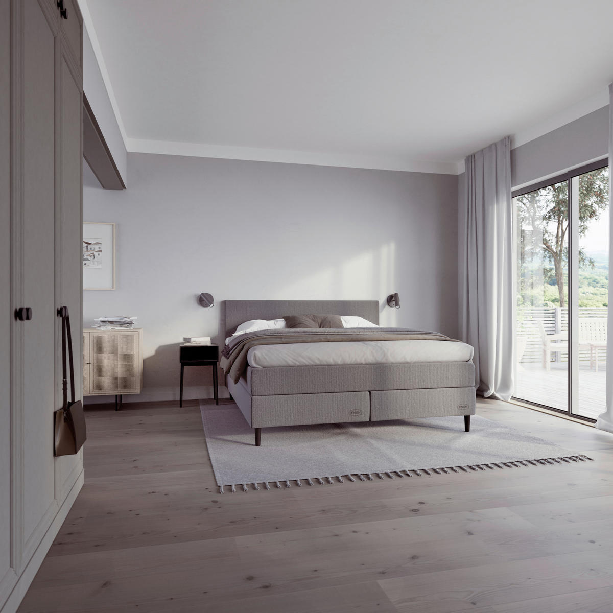 BOXSPRINGBETT 180/200 cm  in Grau  - Schwarz/Grau, KONVENTIONELL, Holz/Textil (180/200cm) - Jensen