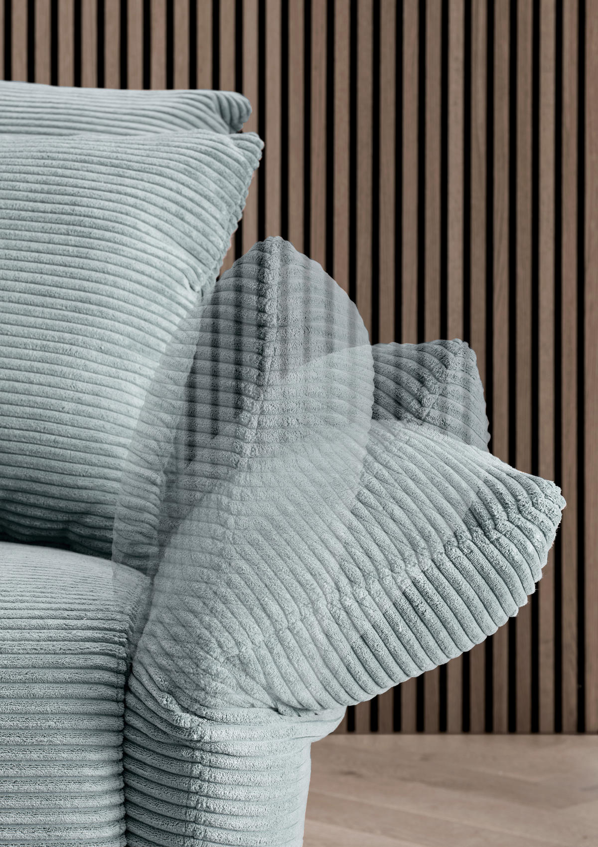 ECKSOFA Cord Hellblau  - Schwarz/Hellblau, Design, Textil/Metall (256/294cm) - Livetastic