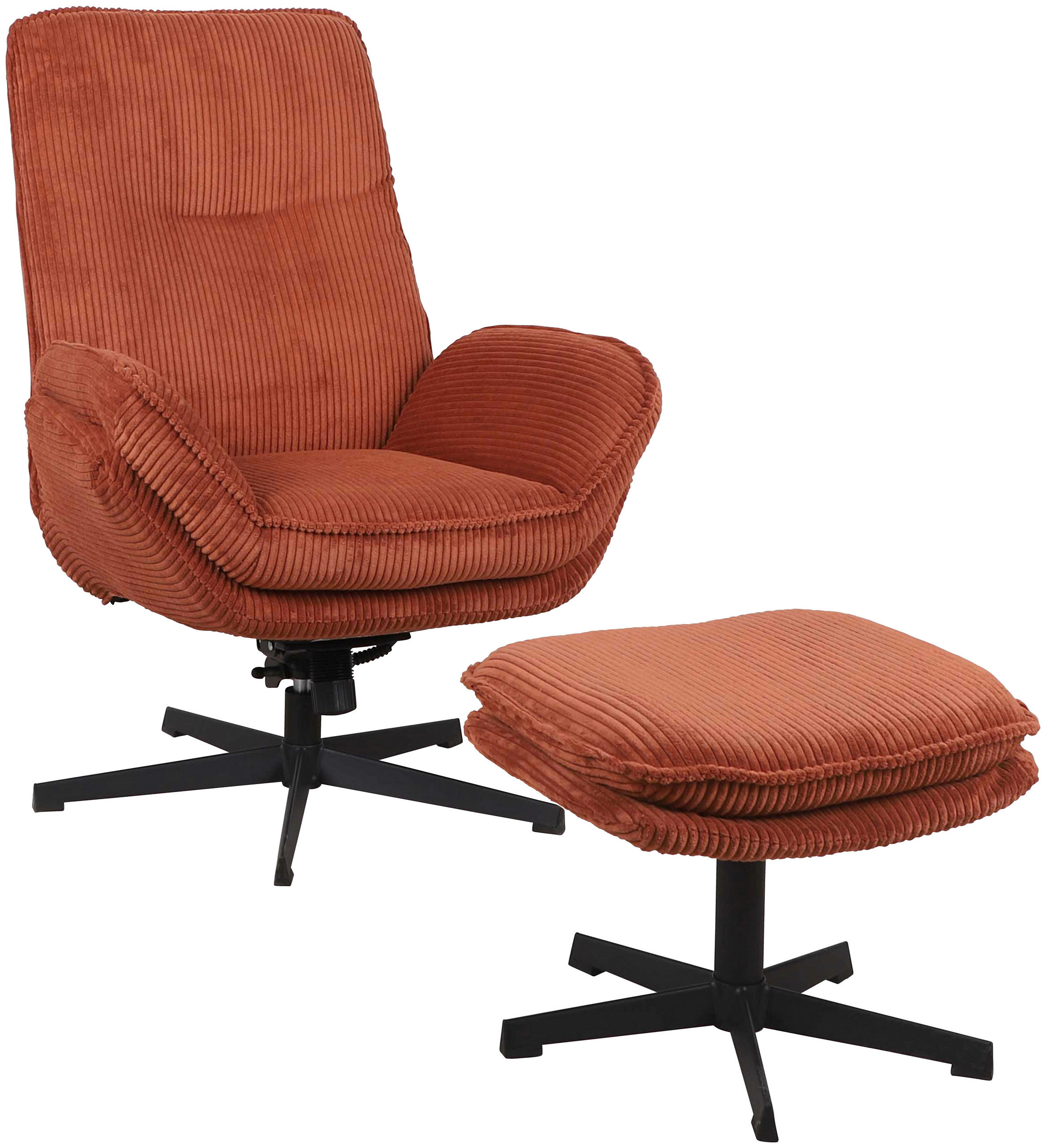 RELAXSESSELSET Cord    - Terracotta/Schwarz, Design, Textil/Metall (75/103/85cm) - Carryhome