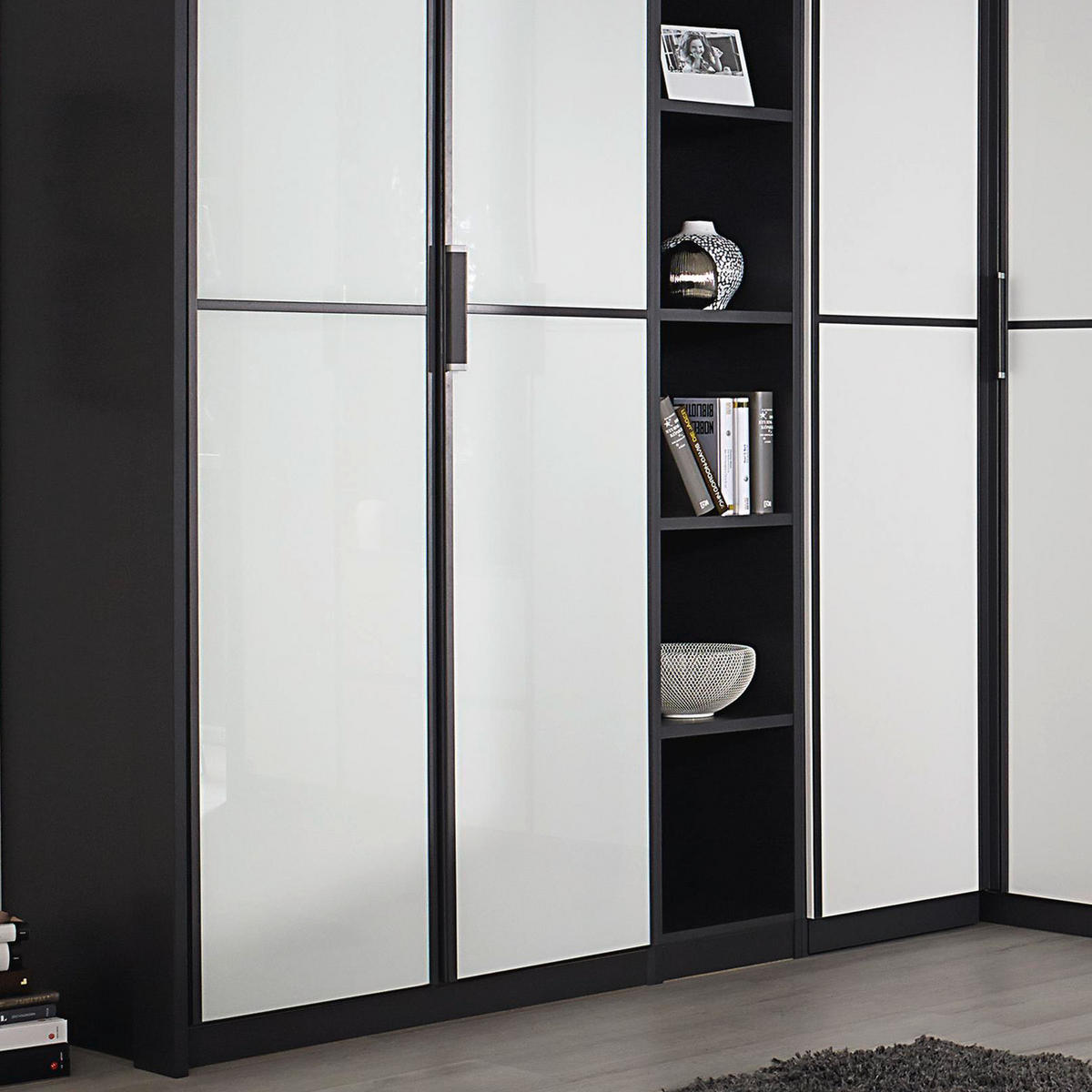 ROHOVÁ ŠATNÍKOVÁ SKRIŇA, sivá, biela,  - sivá/biela, Design, kompozitné drevo (224/314cm) - MID.YOU