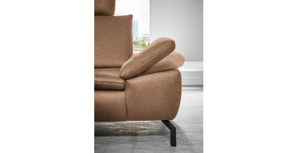 ECKSOFA in Mikrofaser Hellbraun  - Hellbraun/Schwarz, Design, Textil/Metall (181/341cm) - Dieter Knoll