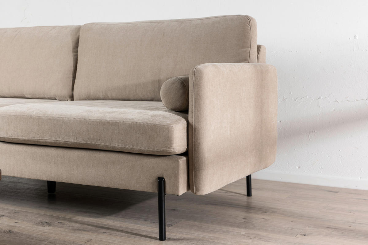 2-SITS SOFFA i metall, textil svart, beige  - beige/svart, Design, metall/textil (209.5/86/87cm) - Livetastic