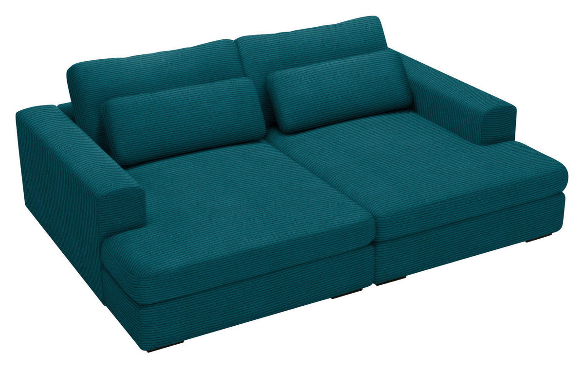 BIGSOFA in Cord Petrol  - Petrol/Schwarz, Design, Textil (223/80/158cm) - Lomoco