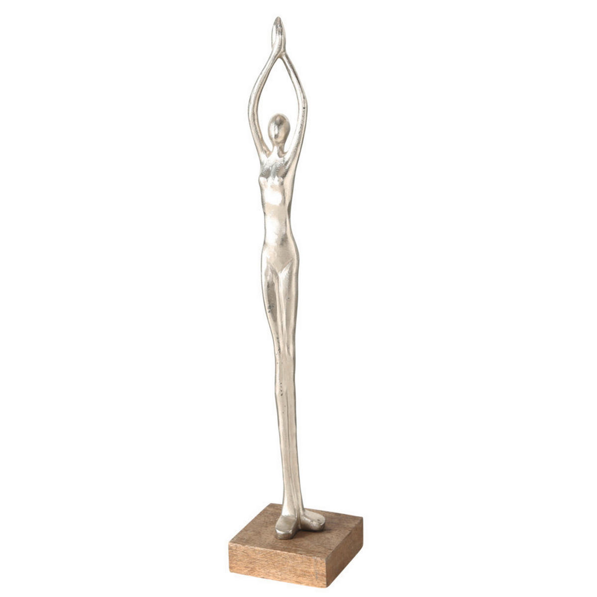 SKULPTUR - silver/naturfärgad, Basics, metall/trä (10/10/52cm)