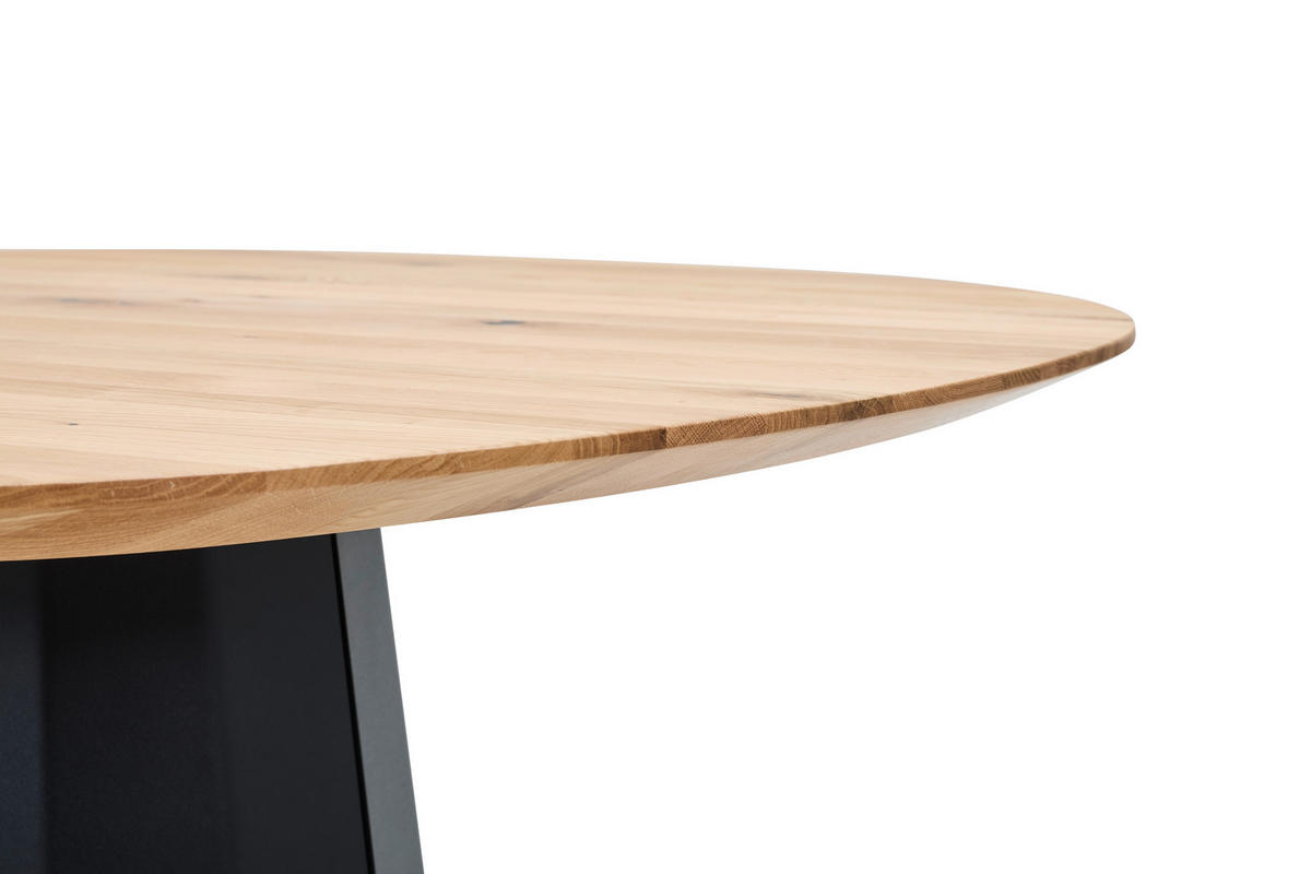 ESSTISCH Eiche massiv Freiform Schwarz, Eichefarben  - Eichefarben/Schwarz, Natur, Holz/Metall (113/113/78cm) - Valdera