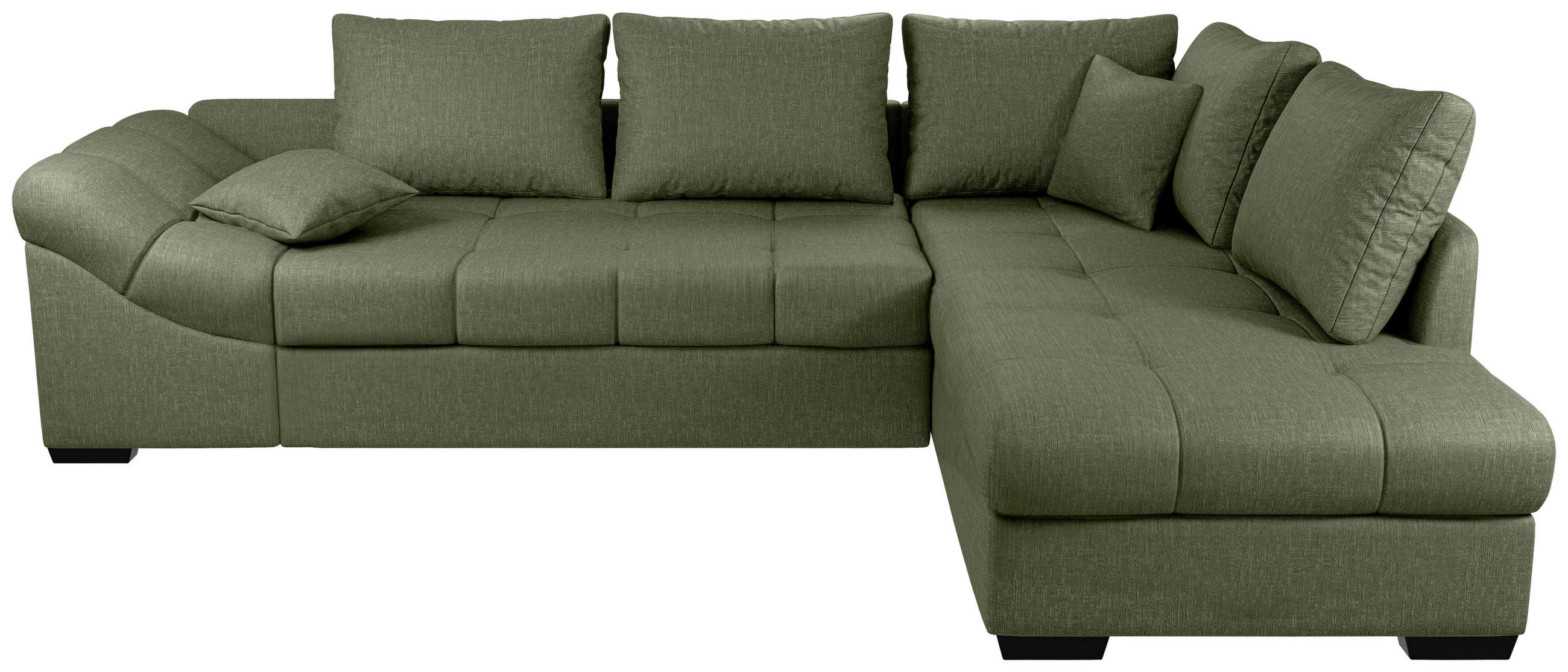 ECKSCHLAFSOFA in Grün Textil   - Schwarz/Grün, Modern, Holz/Textil (298/202cm) - MID.YOU