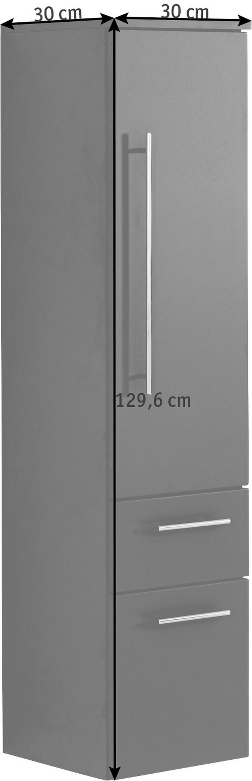 BOČNÁ SKRINKA, sivá, 30/129,6/30 cm - sivá/chrómová, Design, kompozitné drevo (30/129,6/30cm) - Novel