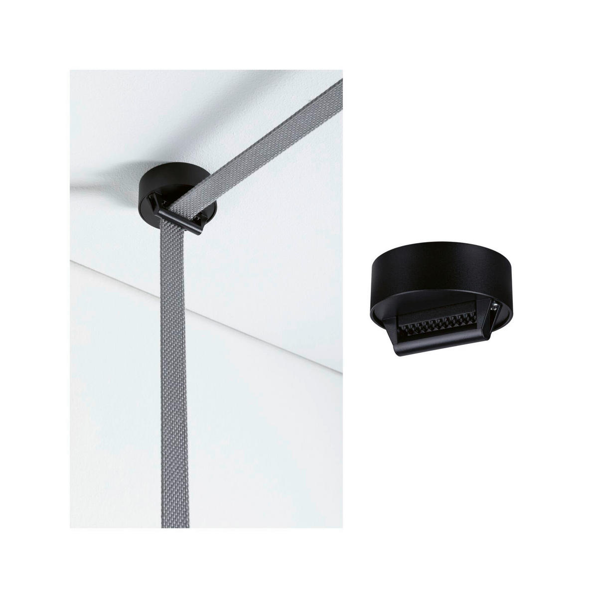 SEILSYSTEM-MONTAGESET ULine 6,0/3,5 cm   - Schwarz, Basics, Kunststoff/Metall (6,0/3,5cm) - Paulmann