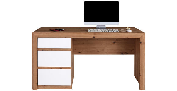 Schreibtisch Kashmir New Kab01 - Eichefarben/Weiß, MODERN, Holzwerkstoff (152/78/60cm) - James Wood