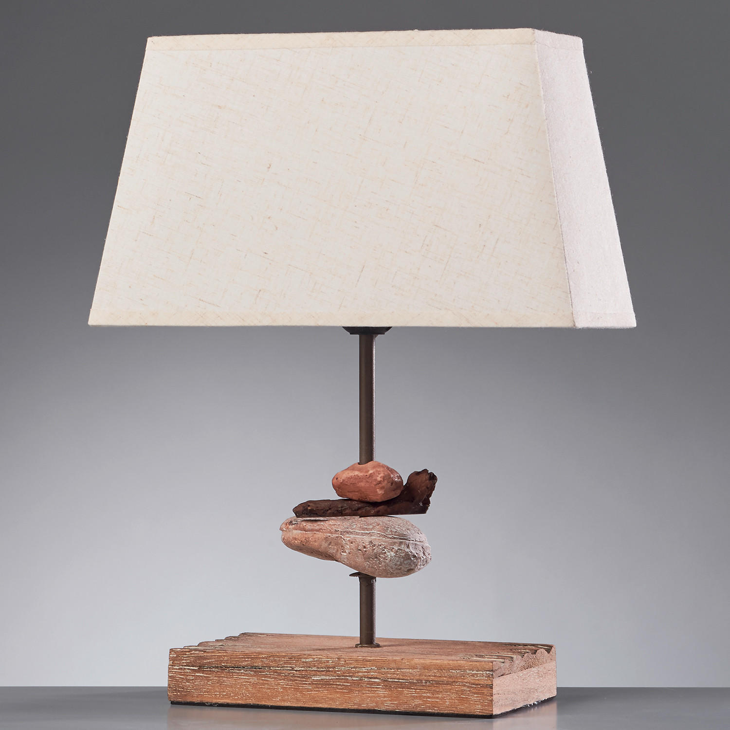TISCHLEUCHTE 27/10/39 cm   - Schwarz, Natur, Stein/Textil (27/10/39cm)