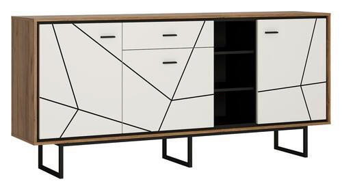 KOMODA 197,3/90,3/40 cm crna, bijela, boje hrasta - bijela/boje hrasta, Moderno, drvni materijal/plastika (197,3/90,3/40cm) - Carryhome