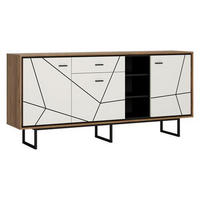 KOMODA   197,3/90,3/40 cm   crna, bijela, boje hrasta  - bijela/boje hrasta, Moderno, drvni materijal/plastika (197,3/90,3/40cm) - Carryhome