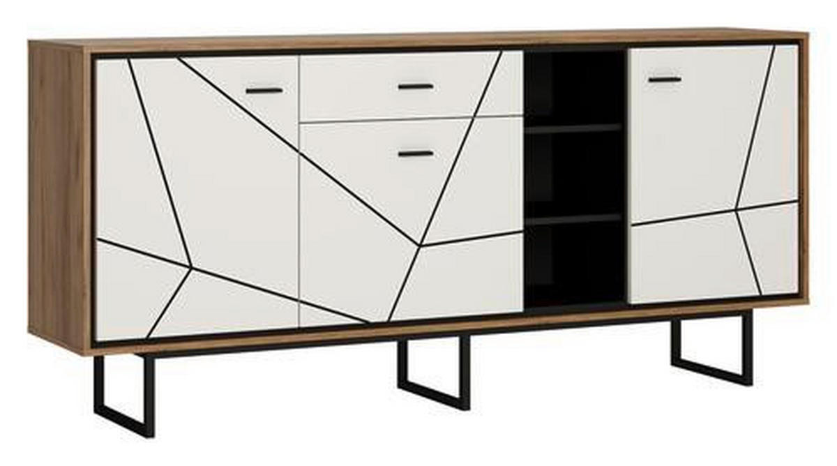 KOMODA   197,3/90,3/40 cm   crna, bijela, boje hrasta  - bijela/boje hrasta, Moderno, drvni materijal/plastika (197,3/90,3/40cm) - Carryhome