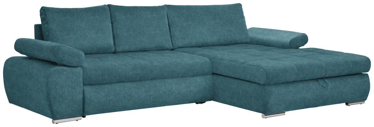 KUTNA GARNITURA tekstil  boje petroleja   - bijela/boje kroma, Design, tekstil/plastika (294/173cm) - Carryhome