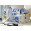 SPIELBETT Kiefer massiv 90/200 cm Blau, Kieferfarben  - Blau/Kieferfarben, Natur, Holz (90/200cm) - MID.YOU