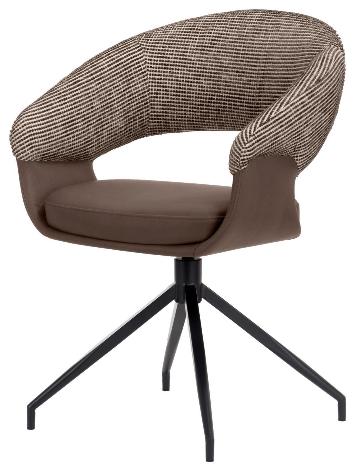 ARMLEHNSTUHL  Sitzfläche 360° drehbar, automatische Rückholfunktion Webstoff, Mikrofaser  - Schwarz/Braun, Design, Textil/Metall (60/83/62cm) - Novel