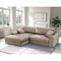 ECKSOFA in Struktur Cappuccino  - Chromfarben/Cappuccino, Design, Textil/Metall (177/269cm) - Livetastic