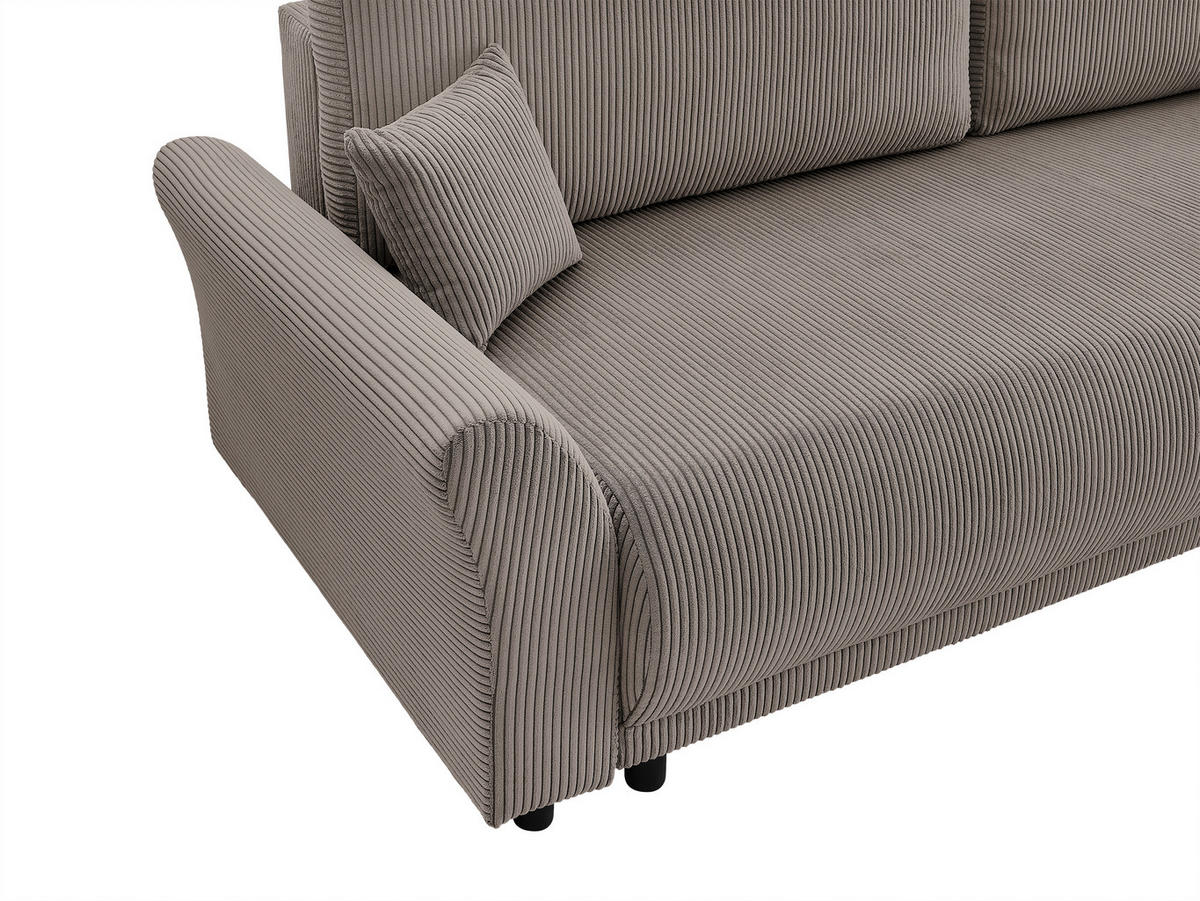 SCHLAFSOFA Malta Cord Hellbraun  inkl. Zierkissen, Rückenkissen, Bettkasten, Schlaffunktion, Rücken echt  - Hellbraun/Schwarz, Design, Textil (244/88/100cm) - P & B