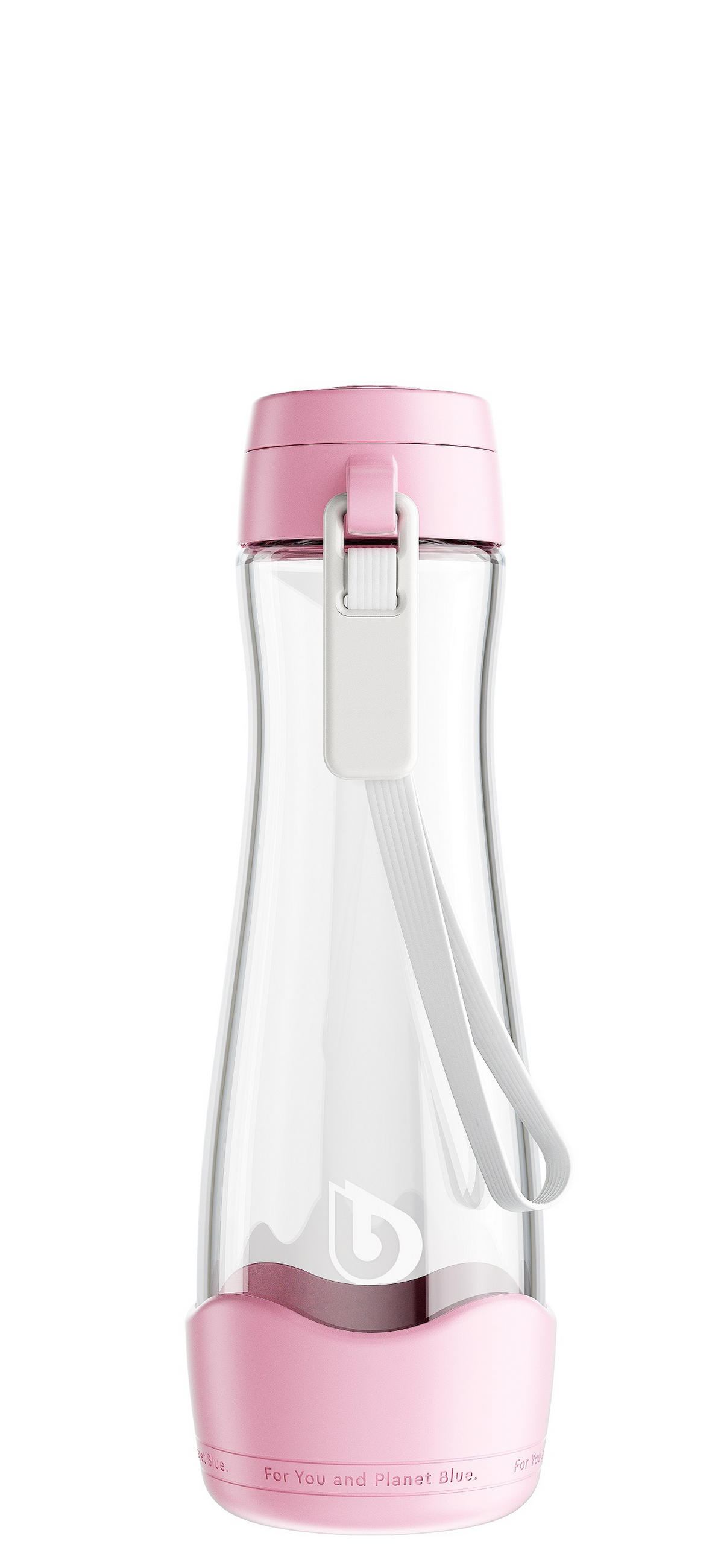 TRINKFLASCHE 0,55 L  - Pink/Transparent, Basics, Glas/Kunststoff (7,3/23,84cm) - BWT