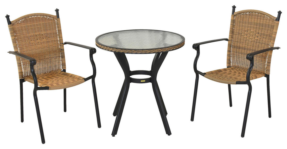 GARTENSET 3-teilig Aluminium 3-teilig  - Graphitfarben/Naturfarben, MODERN, Kunststoff/Metall - Gardenson