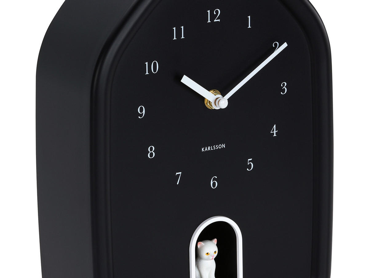 WANDUHR Modern Kitty Schwarz  - Schwarz, Basics, Kunststoff (20/29.1cm) - Karlsson