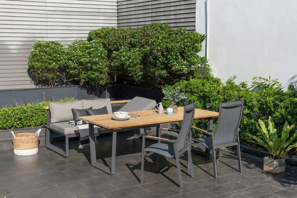 GARTENTISCH 216/99/75 cm Holz, Metall rechteckig  - Anthrazit/Teakfarben, MODERN, Holz/Metall (216/99/75cm) - Amatio