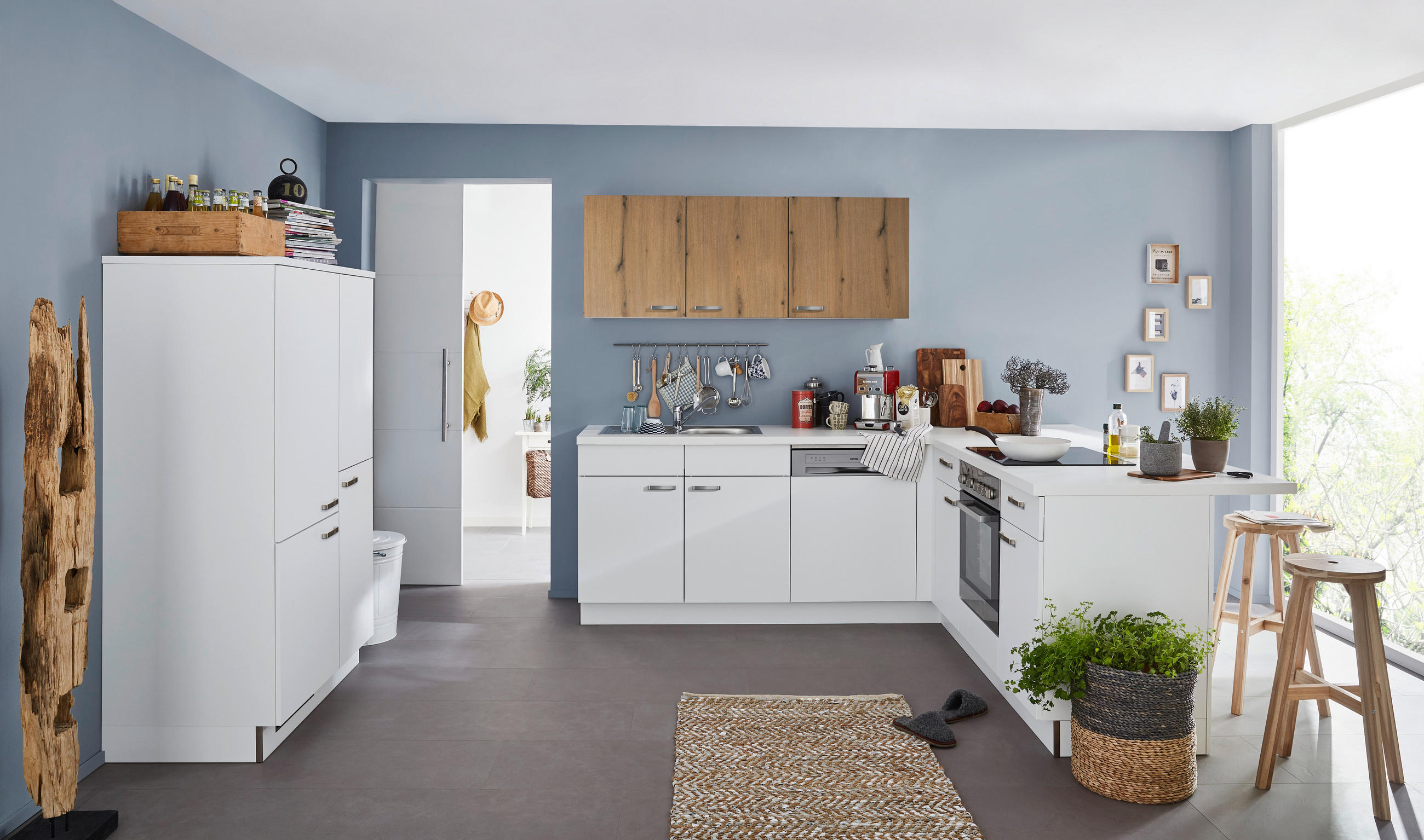 KÜCHENLEERBLOCK   in Weiß  - Eichefarben/Weiß, KONVENTIONELL, Holzwerkstoff (105/225/215cm) - Welnova