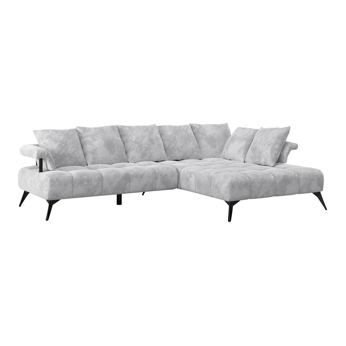 ECKSOFA VANESSA Hellgrau Flachgewebe  - Hellgrau/Schwarz, MODERN, Kunststoff/Textil (297/200cm) - Livetastic