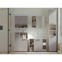 BADEZIMMER 5-teilig  in 205 cm  - Kaschmir/Schwarz, Trend, Glas/Holzwerkstoff (205cm) - Respekta