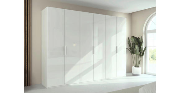 DREHTÜRENSCHRANK 301/223/61 cm,  in Weiß, Weiß Hochglanz, 6-türig  - Weiß Hochglanz/Weiß, Basics, Holzwerkstoff/Metall (301/223/61cm) - Novel