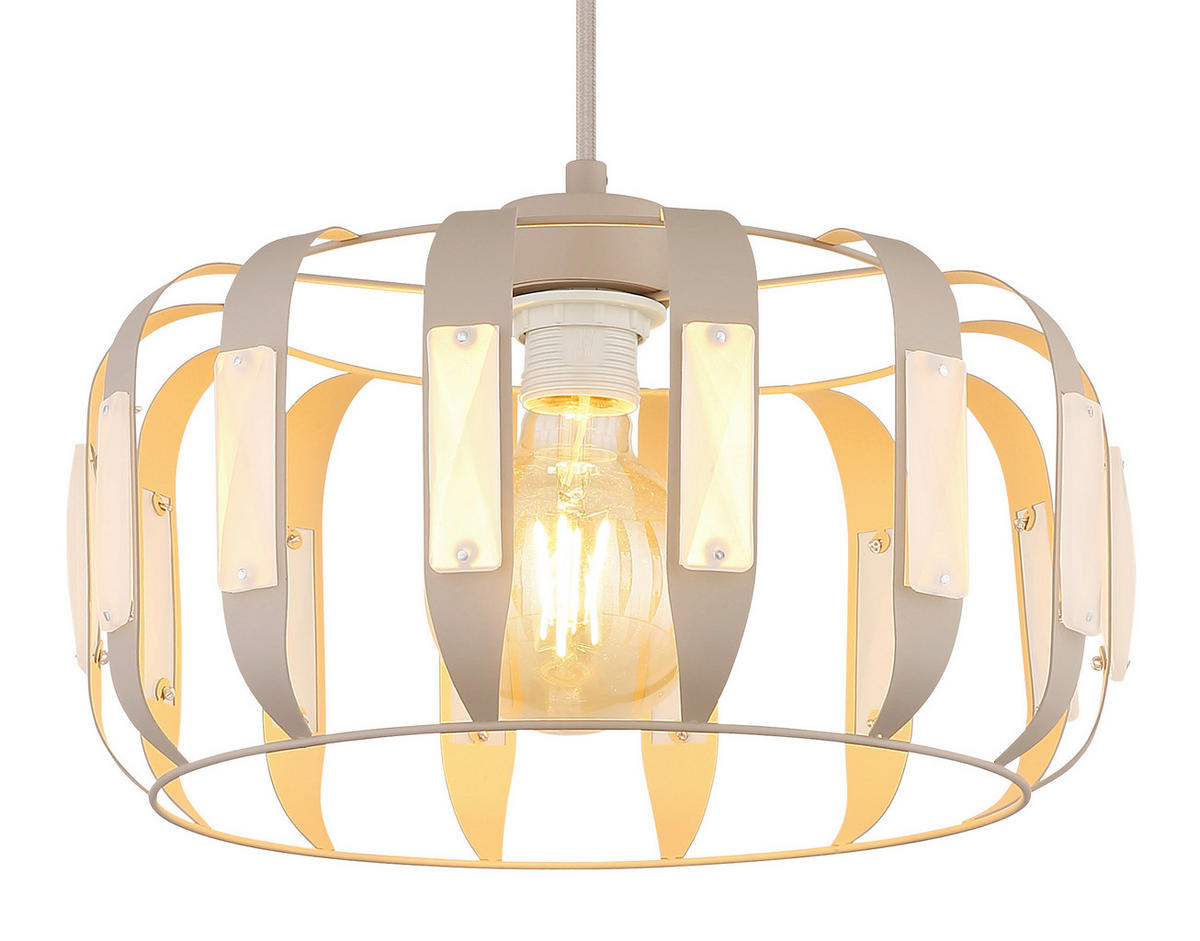 HÄNGELEUCHTE Arlen 35/120 cm   - Sandfarben/Beige, Design, Glas/Textil (35/120cm) - Globo