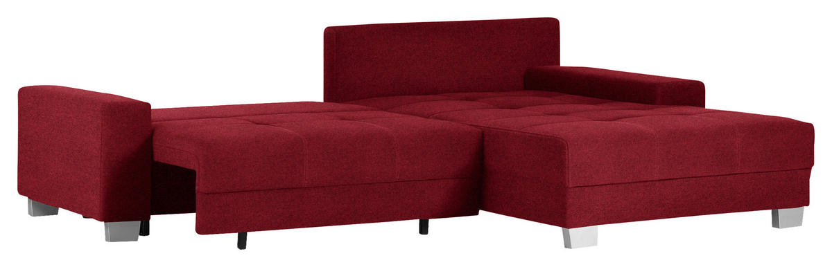 HÖRNSOFFA i flatväv mörkröd  - mörkröd/silver, Klassisk, trä/textil (273/192cm) - MID.YOU