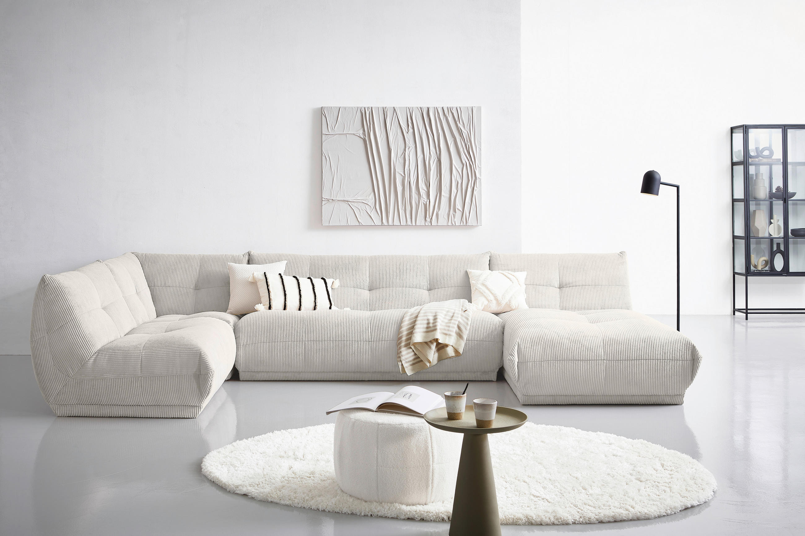 SOFAELEMENT GISELLE Cord Weiß  - Weiß, Trend, Textil (180/80/112cm) - Livetastic