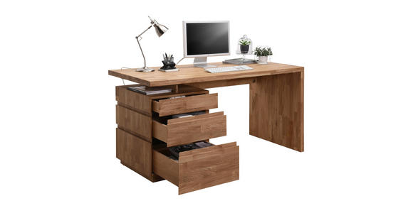 SCHREIBTISCH - Eichefarben, Natur, Holz (150/76/70cm) - Linea Natura