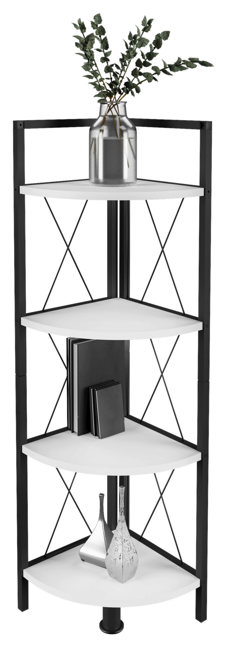 ECKREGAL - Schwarz/Weiß, Design, Holzwerkstoff/Metall (34/123/34cm) - MID.YOU