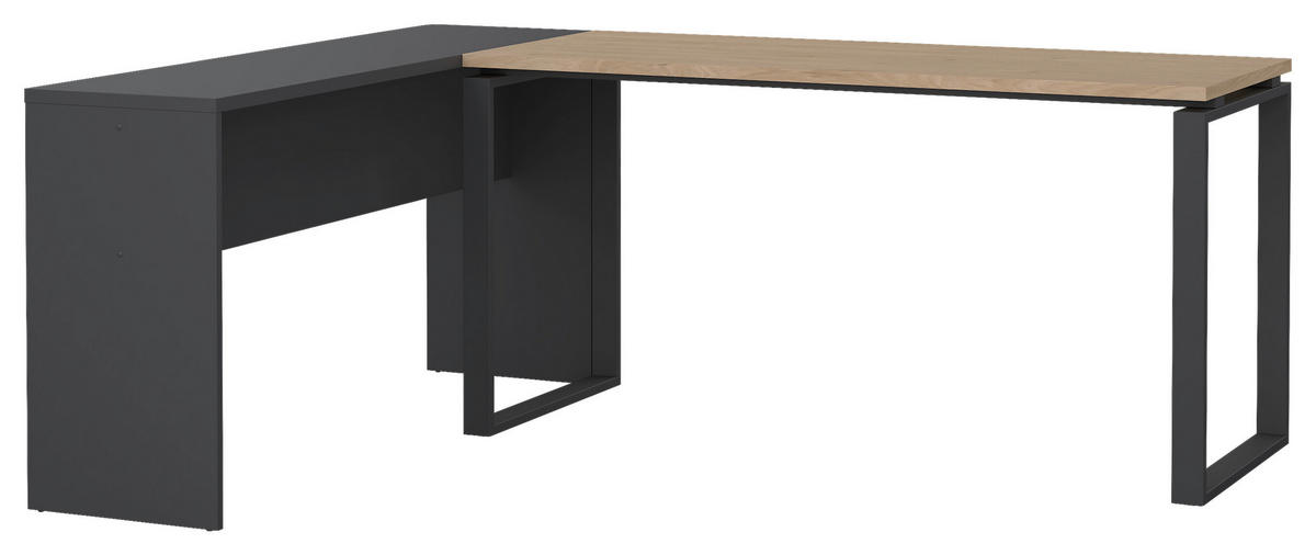 SCHREIBTISCHKOMBINATION Grau, Eichefarben  - Eichefarben/Grau, MODERN, Holzwerkstoff (160/100/75,6cm) - MID.YOU
