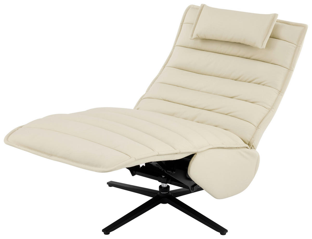 RELAXSESSEL Lederlook Echtleder Relaxfunktion, Fußteilverstellung, Nackenkissen    - Beige/Schwarz, Design, Leder/Textil (68/108/84cm) - Stylife