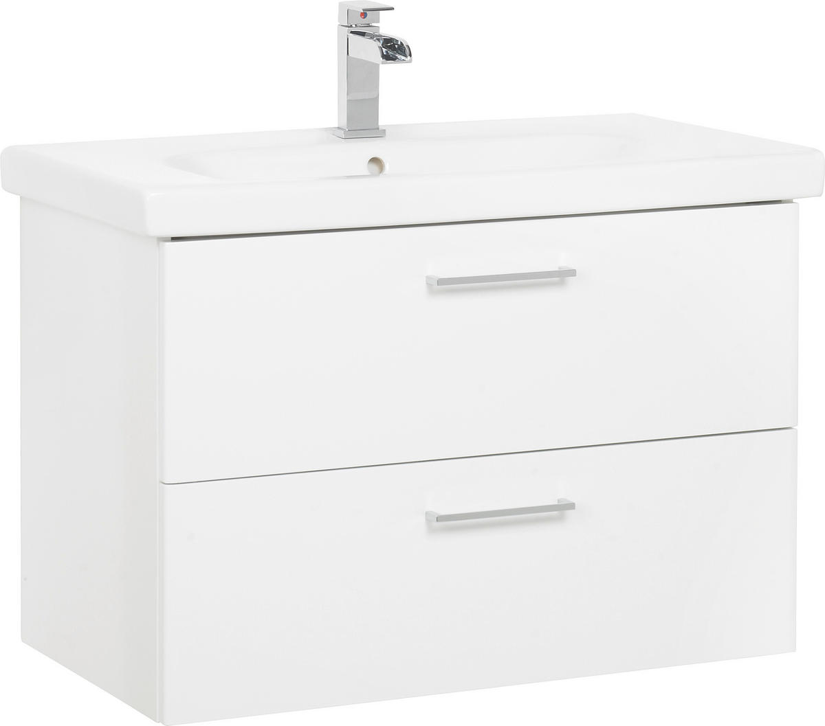 WASCHTISCHKOMBI 82 cm  - Chromfarben/Weiß Hochglanz, KONVENTIONELL, Keramik/Holzwerkstoff (82cm) - Xora