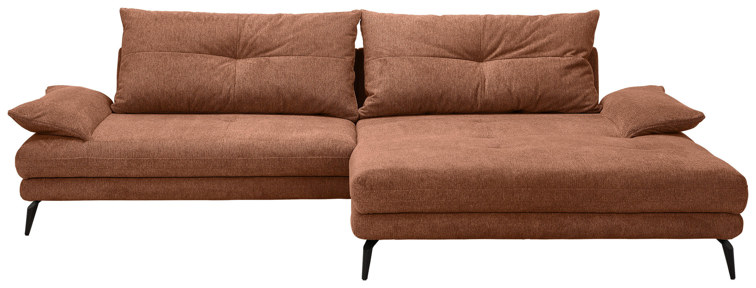 HÖRNSOFFA i flatväv rostfärgad  - svart/rostfärgad, Klassisk, metall/textil (294/176cm) - MID.YOU