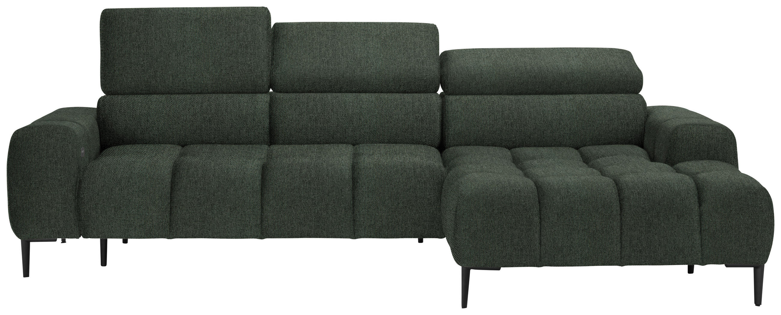 ECKSOFA in Webstoff Dunkelgrün  - Dunkelgrün/Schwarz, Design, Textil/Metall (270/177cm) - Welnova