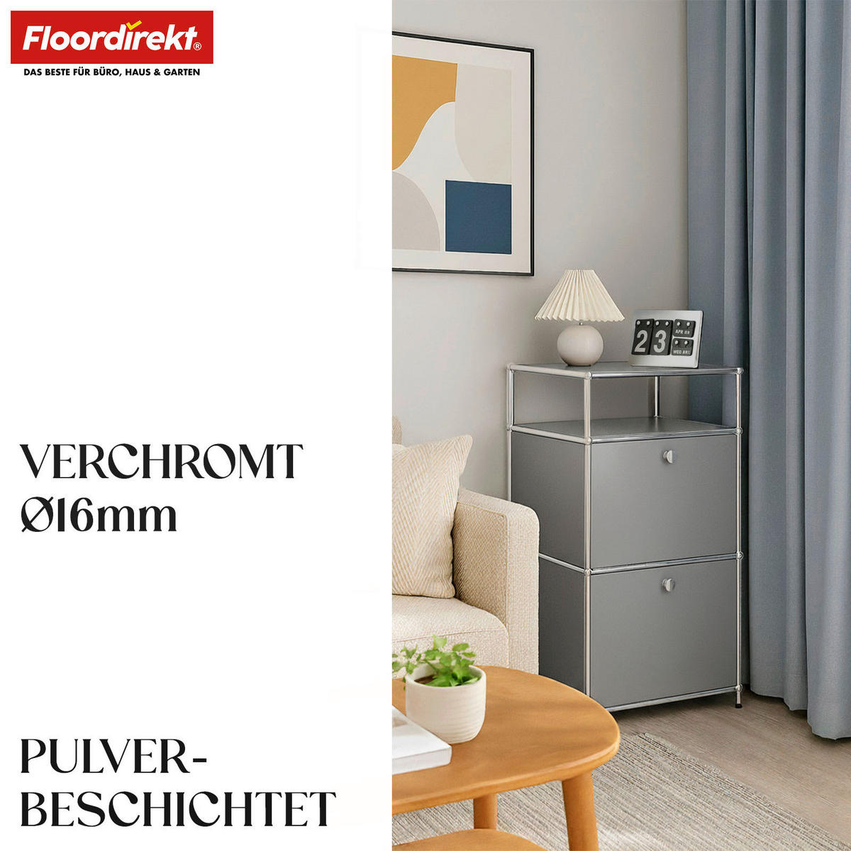 REGAL Grau  - Grau, Basics, Metall (50/100/40cm) - Floordirekt