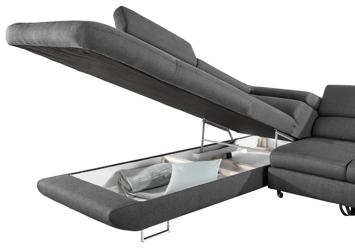 ECKSOFA in Webstoff Dunkelgrau  - Dunkelgrau, Design, Textil/Metall (235/280cm) - Hom`in