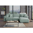 ECKSOFA in Velours Mintgrün  293/195 cm  - Chromfarben/Mintgrün, KONVENTIONELL, Kunststoff/Textil (293/195cm) - Carryhome