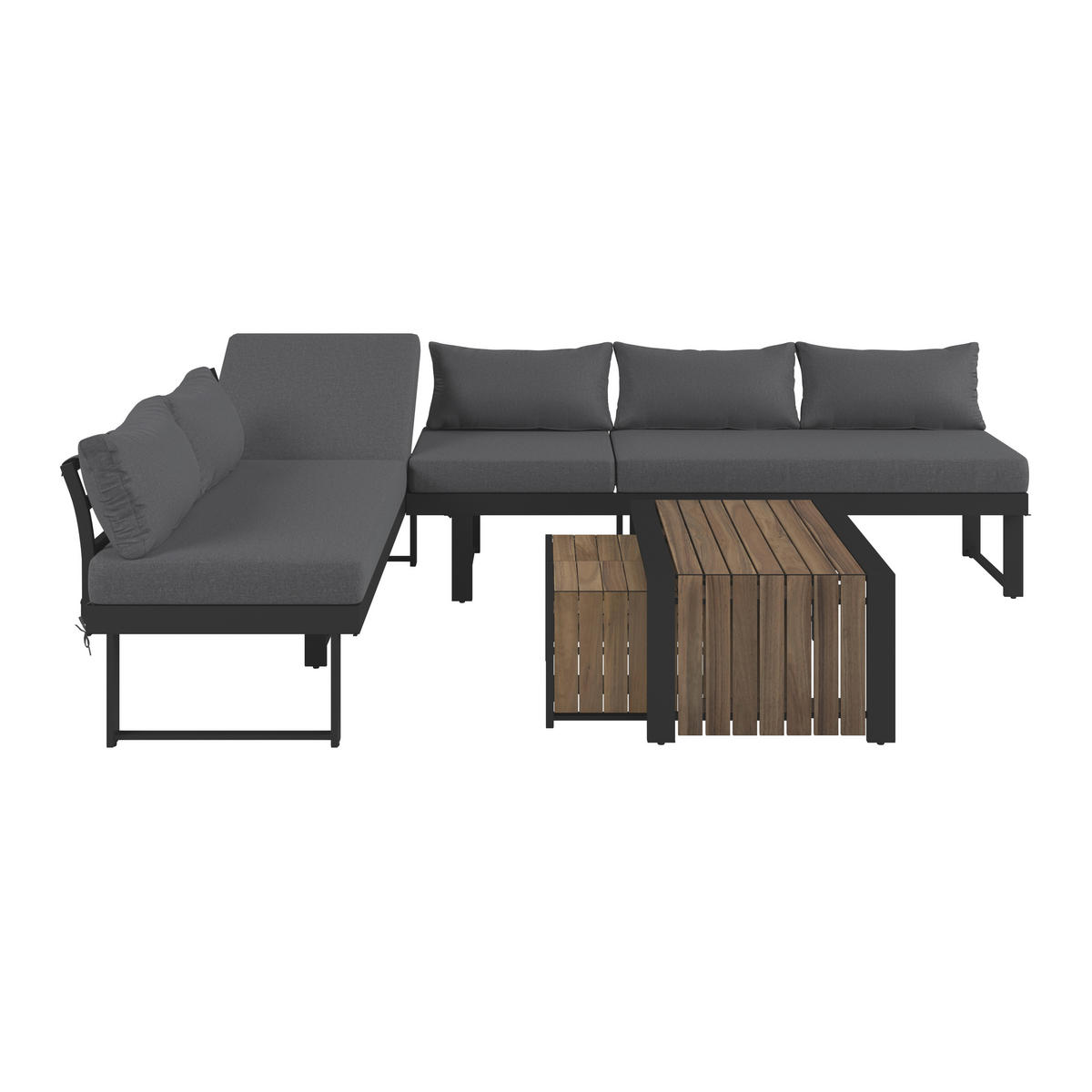 LOUNGEGARNITUR  311/246 cm  Akazie Aluminium  - Anthrazit/Grau, LIFESTYLE, Holz/Textil (311/246cm) - Ambia Garden