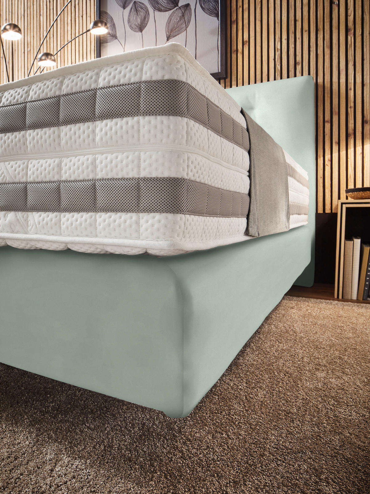 BOXSPRINGBETT 160/200 cm  in Jadegrün  - Jadegrün, KONVENTIONELL, Holz/Textil (160/200cm) - Dieter Knoll