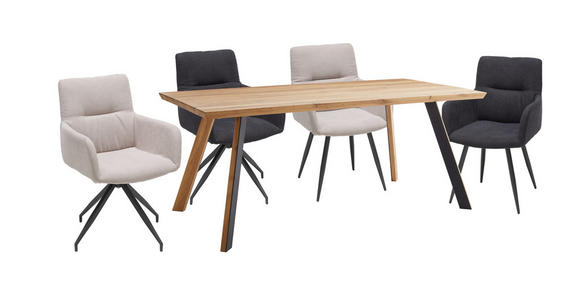 ESSTISCH in Holz 180/90/75 cm  - Eichefarben/Schwarz, Design, Holz/Metall (180/90/75cm) - Linea Natura