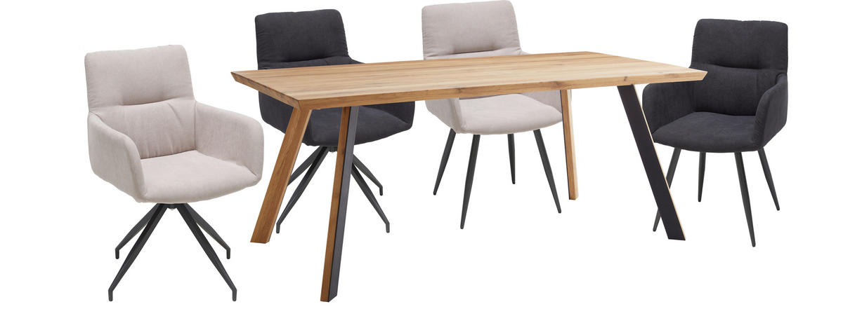 JÍDELNÍ STŮL, divoký dub, barvy dubu, 180/90/75 cm - barvy dubu/černá, Design, kov/dřevo (180/90/75cm) - Linea Natura