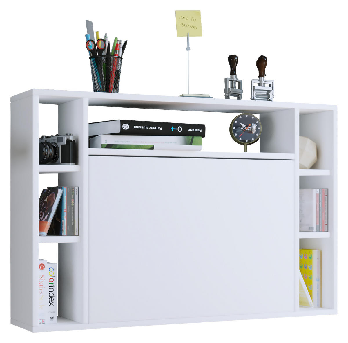 LAPTOPTISCH 90/20/60 cm klappbar, Stauraum, Wandmontage, Regal  - Weiß, KONVENTIONELL, Holzwerkstoff (90/20/60cm) - MID.YOU