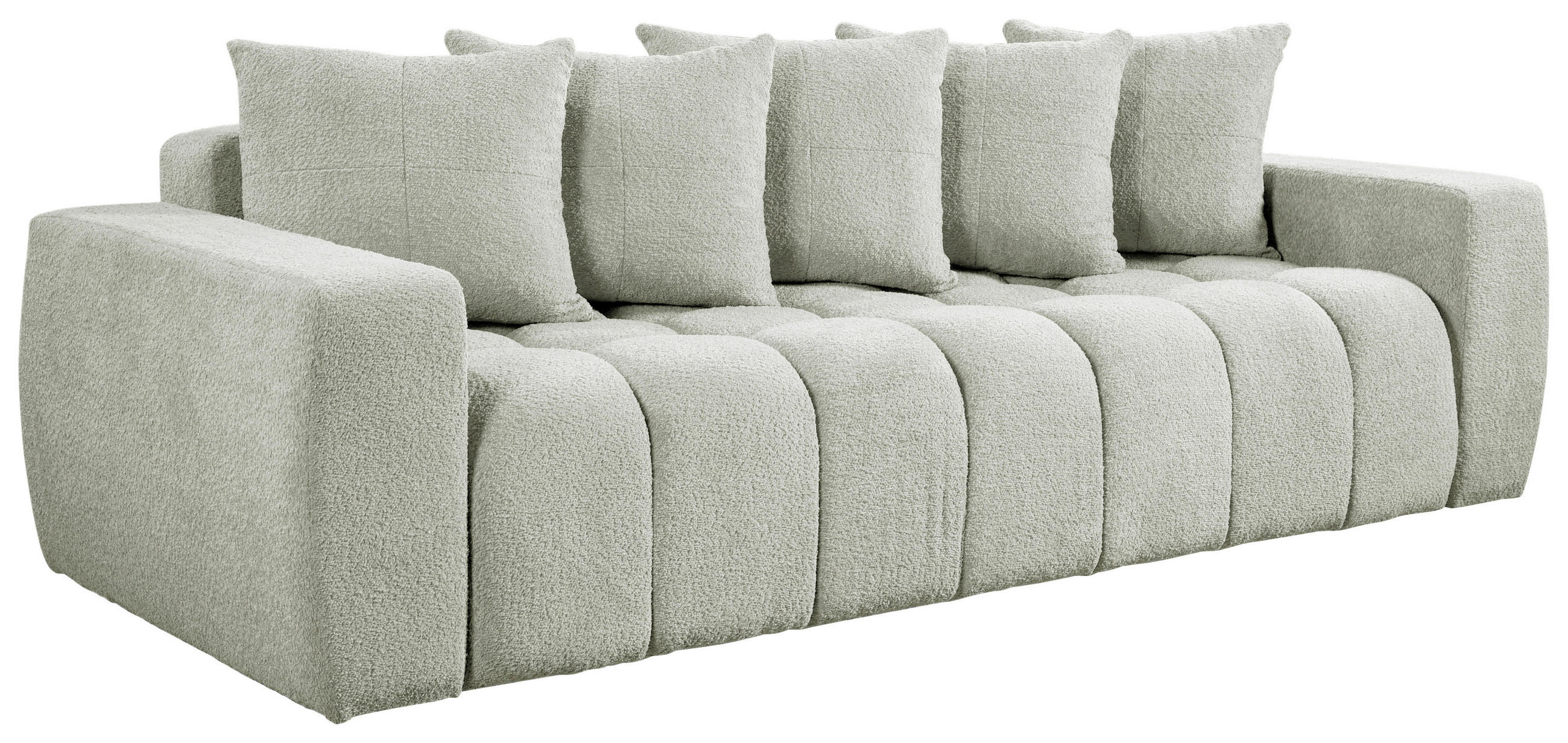 SCHLAFSOFA in Struktur, Bouclé Creme  - Creme/Schwarz, Basics, Kunststoff/Textil (250/86/140cm) - Livetastic